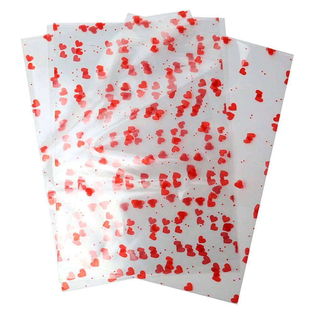 Saco de Presente Transparente 15x29 Love Vermelho - Cromus