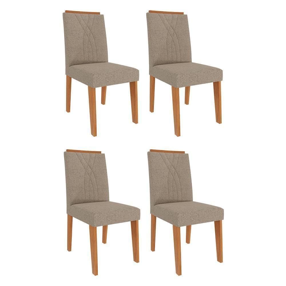 Conjunto 4 Cadeiras Nicole Cinamomo-linho Bege - Cimol Móveis Cinamomo-linho Bege