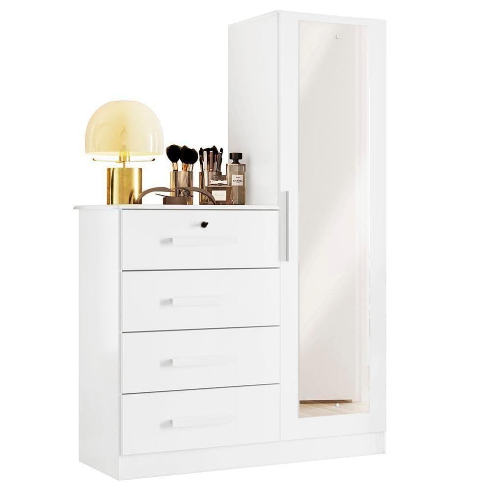 Cômoda Belize Plus Com 1 Porta E 4 Gavetas Branco Fosco - Móveis Albatroz Branco Fosco
