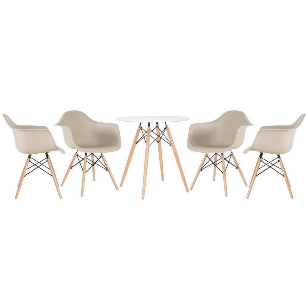Kit - Mesa Eames 70 Cm Branco + 4 Cadeiras Eames Daw Nude Mesa Branco Com Cadeiras Nude