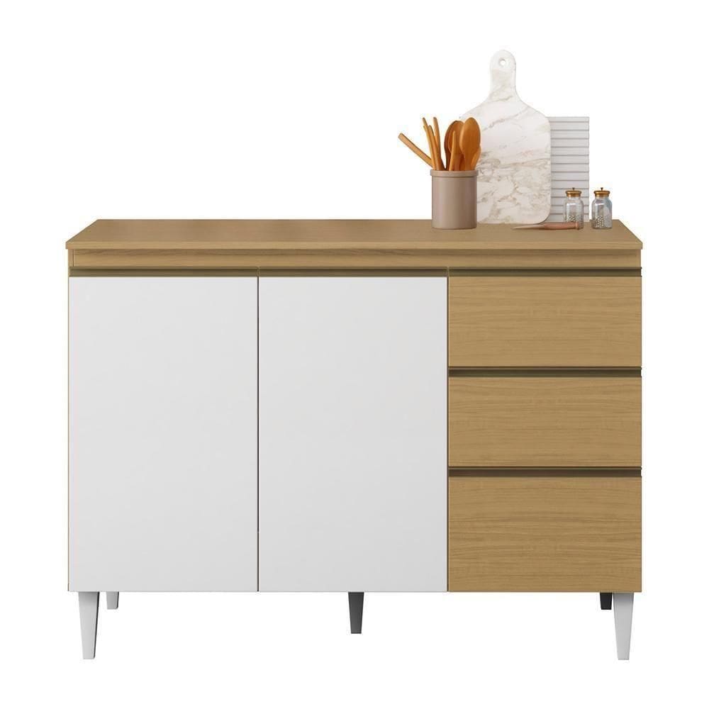 Balcão De Cozinha Sophia Clara 120cm Atacama-branco Tx Com Tampo Mdp - Aramóveis Atacama-branco Tx