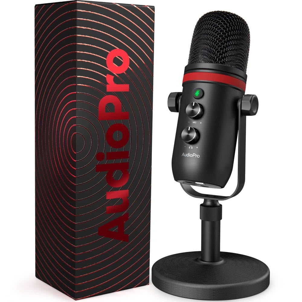 Microfone USB AUDIOPRO para PC/laptop/PS4/5 com saída de fone de ouvido