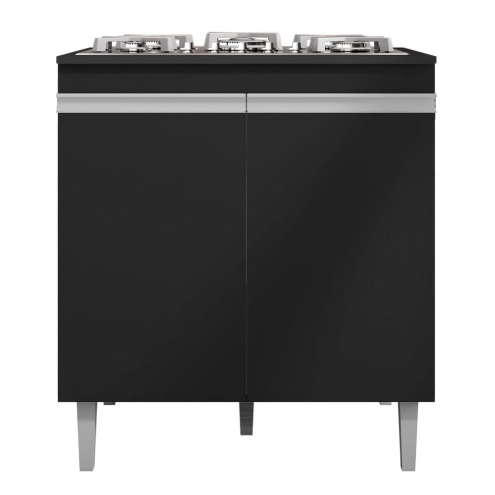 Balcão Gabinete Para Cooktop Cozinha Andréia 4/5 Bocas com Tampo 2 Portas Preto - Abmaza