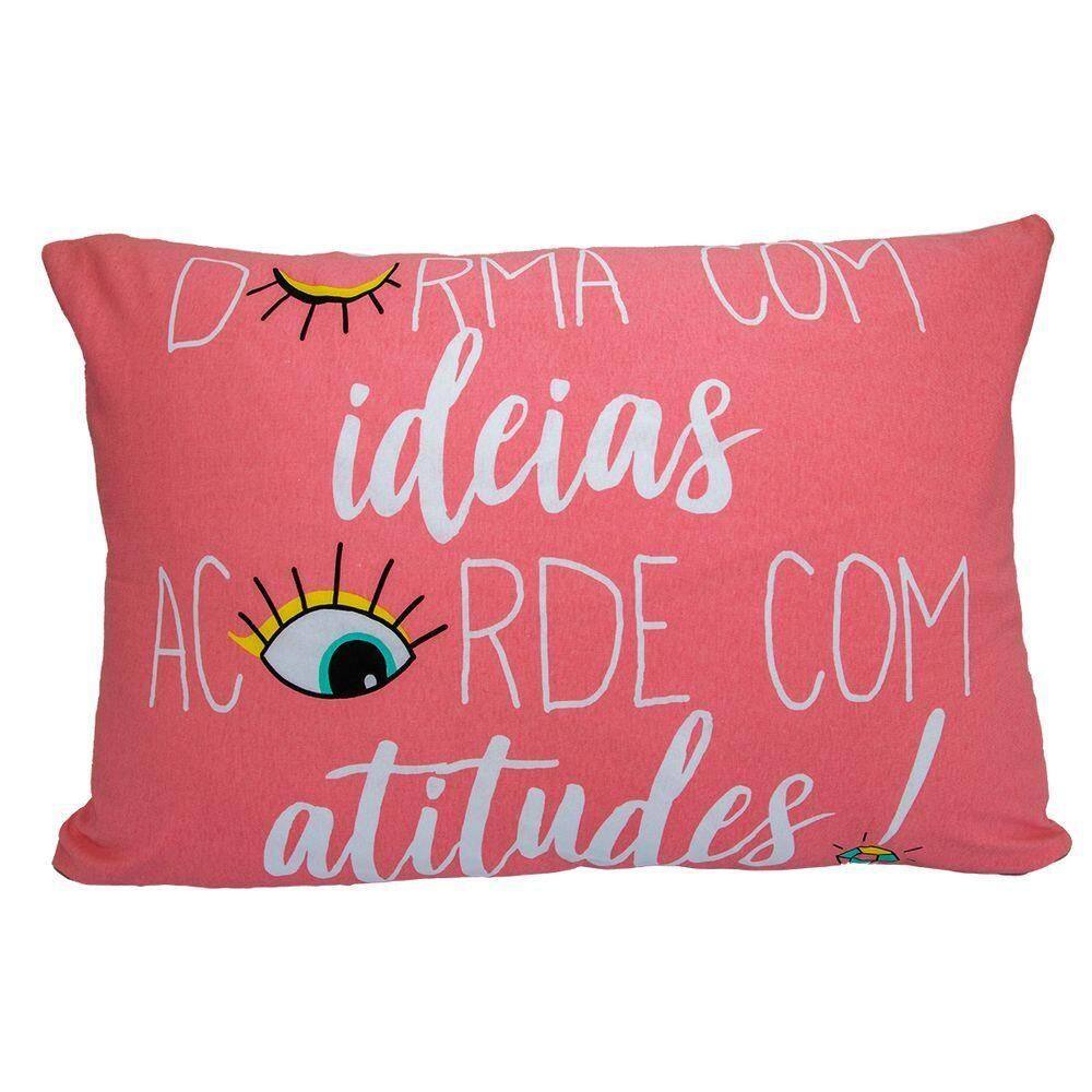 Fronha Portallar Malha 100% Algodão Estampa Localizada Atitude 48cmx68cm Branco