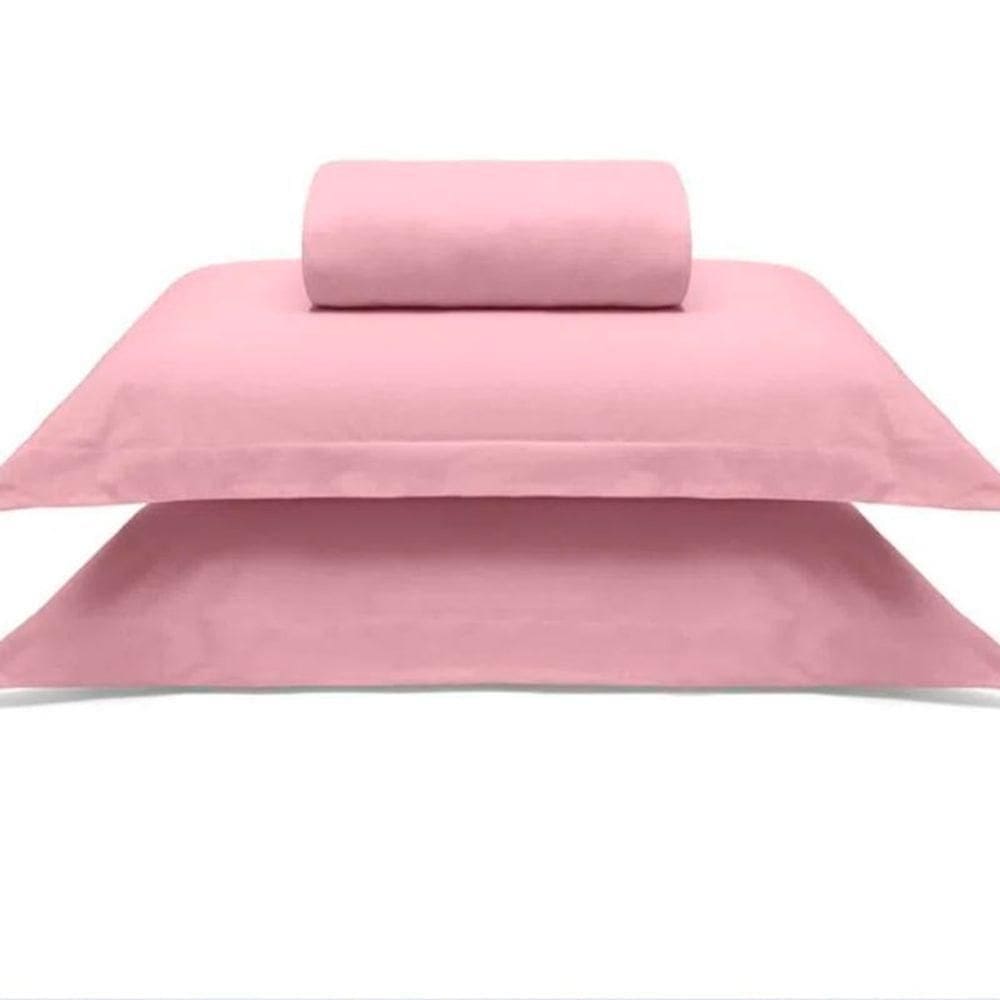 Jogo De Cama Buettner Casal Malha 100% Algodao Liso 3 Peças Image Rose