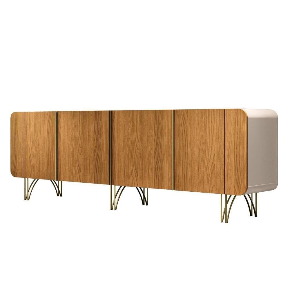 Balcão Buffet Saluti 4 Portas Off White-cinamomo - Hb Móveis Off White-cinamomo