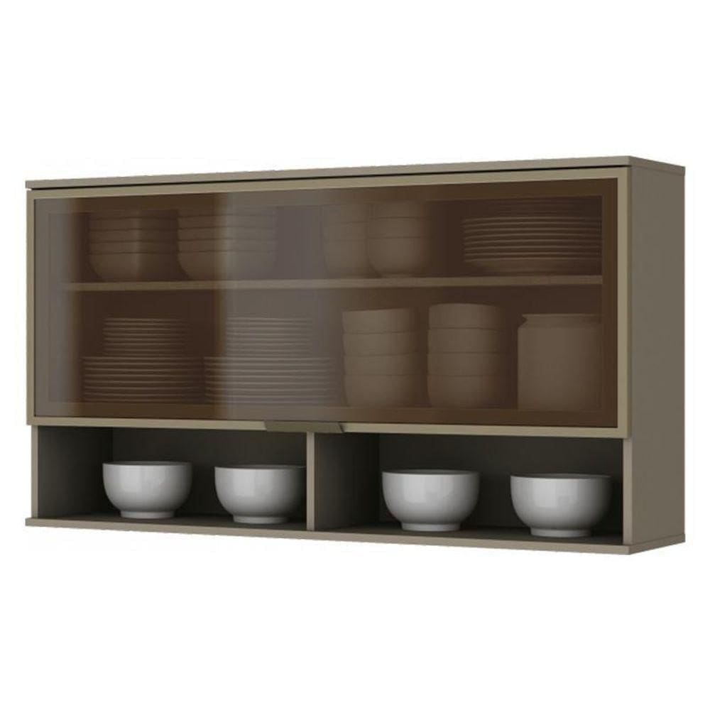Armário Aéreo 1 Porta Basculante Vidro 120cm Connect Duna - Móveis Henn Duna