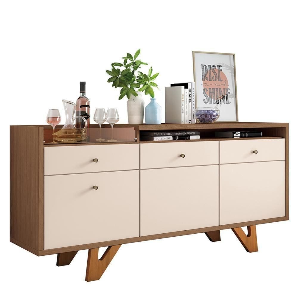 Buffet Aparador Sollare Com 2 Portas E 2 Gavetas Castanho-off White - Hb Móveis Castanho-off White