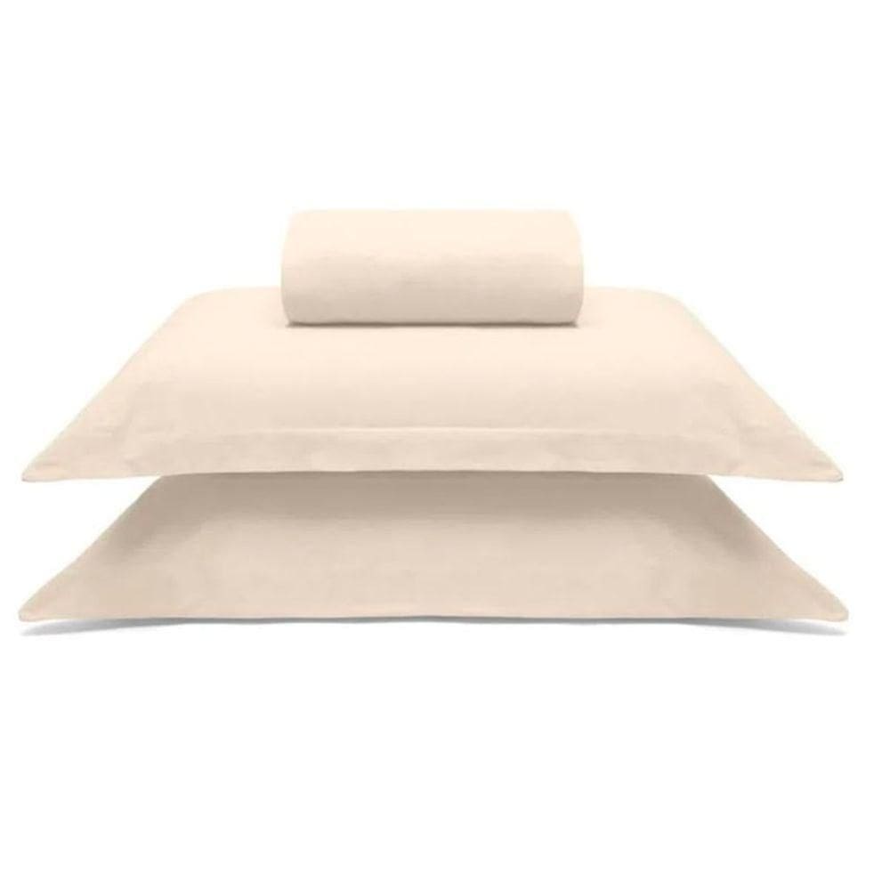 Jogo De Cama Buettner King Malha 100% Algodao Liso 3 Peças Image Perola