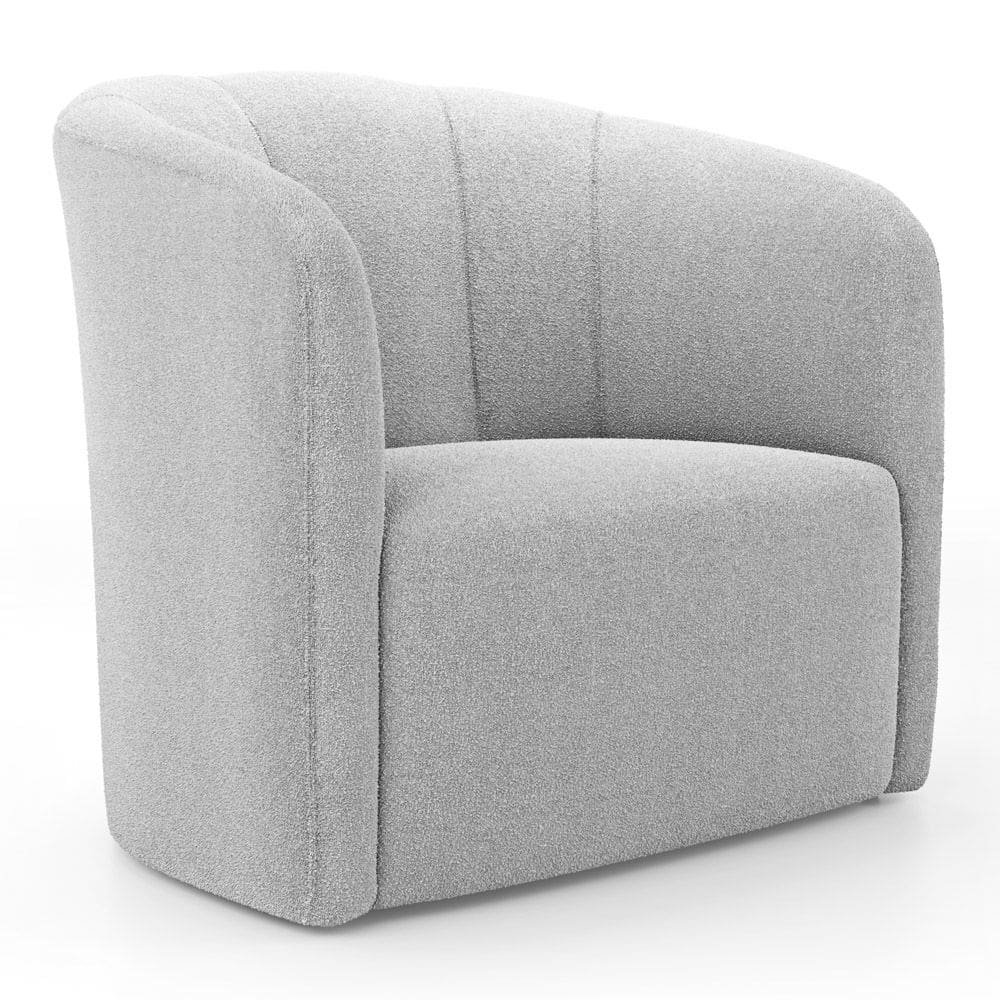 Poltrona Decorativa Living Abby Bouclê Cinza Claro - Abmaza