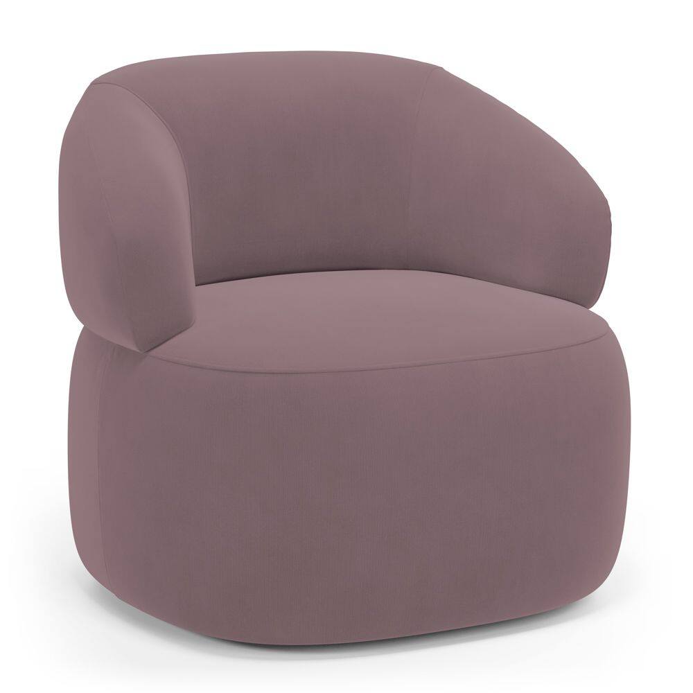 Poltrona Orgânica Giratória Living Glee Veludo Rosê - Abmaza