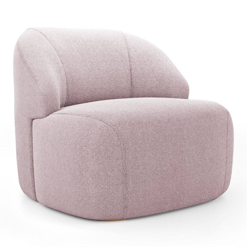 Poltrona Decorativa Living Kaya Orgânica Bouclê Rosê - Abmaza