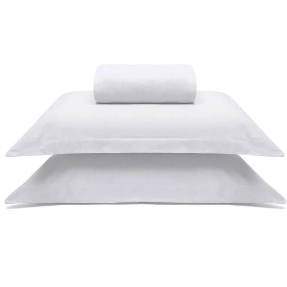 Jogo De Cama Buettner Casal Malha 100% Algodao Liso 3 Peças Image Branco