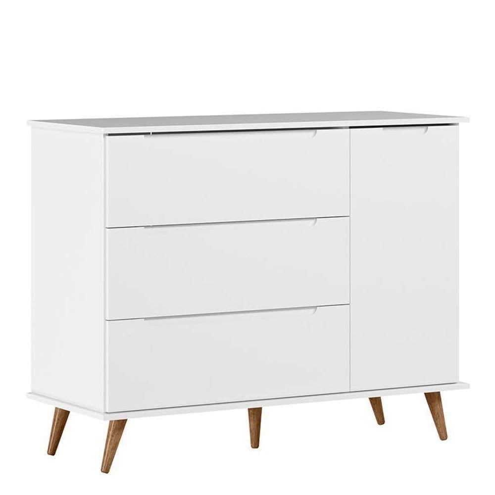 Cômoda Infantil Lunna Retrô 1 Porta E 3 Gavetas Branco - Peternella Móveis Branco