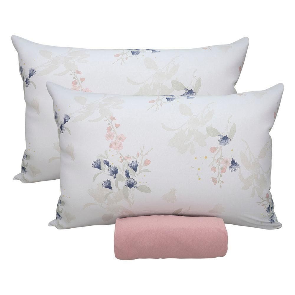 Jogo De Cama Portallar Casal Malha 100% Algodão Premiun Classic Marcela 3 Peças Rosa Brid