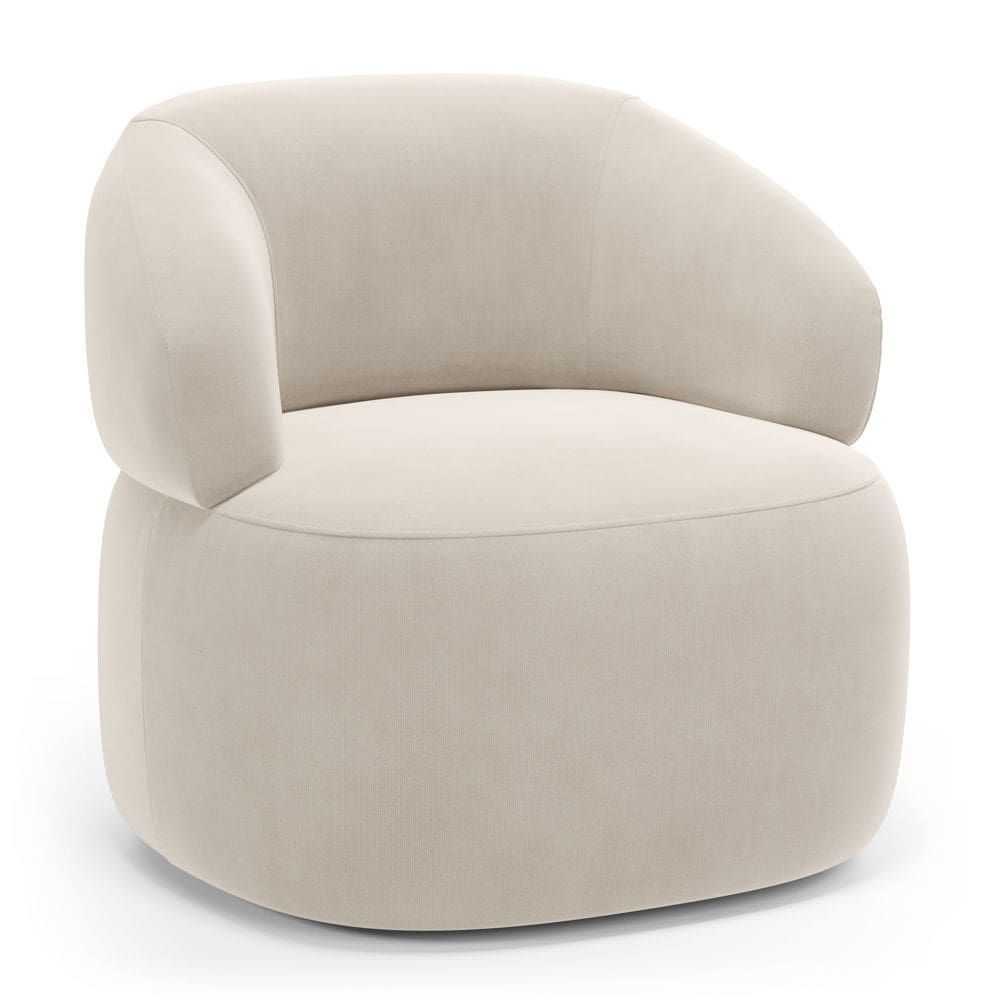 Poltrona Orgânica Giratória Living Glee Veludo Bege - Abmaza