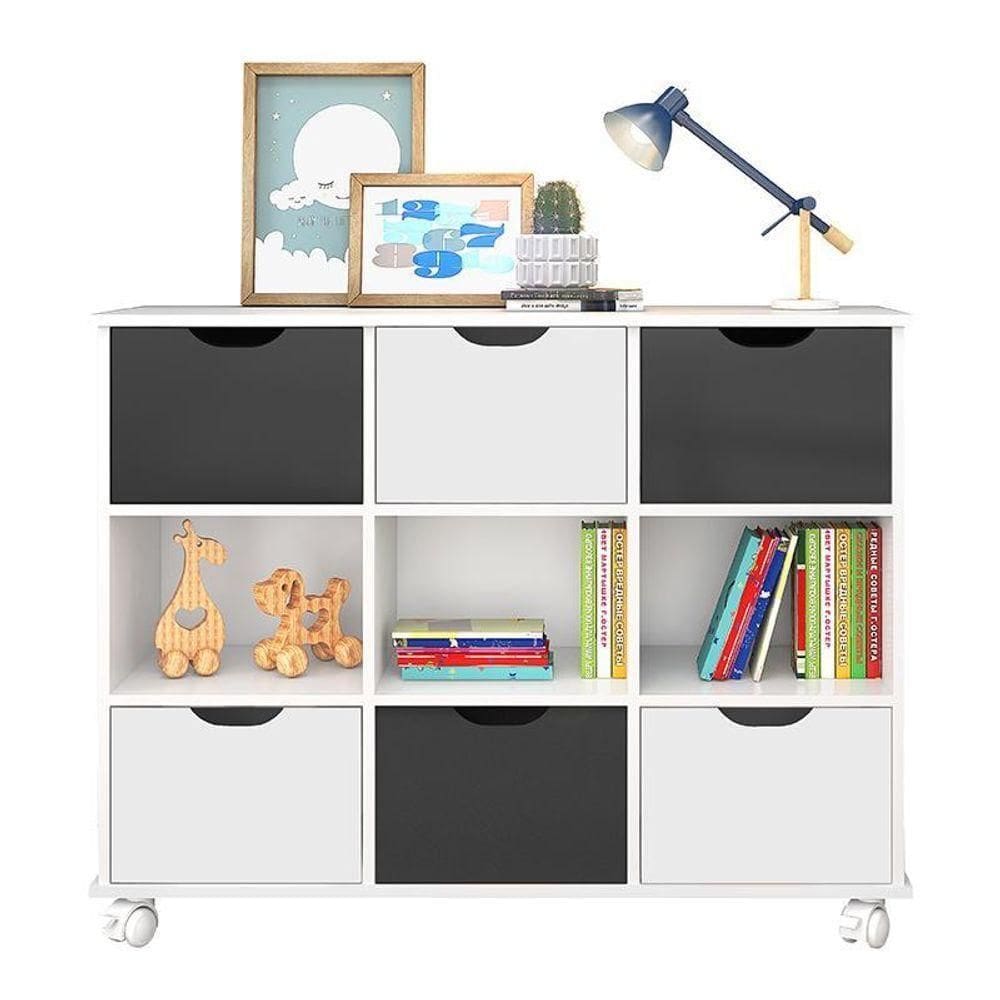 Nicho Organizador 1478 Com 6 Gavetas Branco-preto - Qmovi Branco-preto