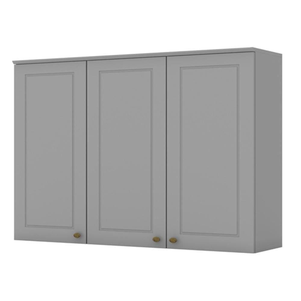 Armário Aéreo 3 Portas 120cm Americana Cinza - Móveis Henn Cinza