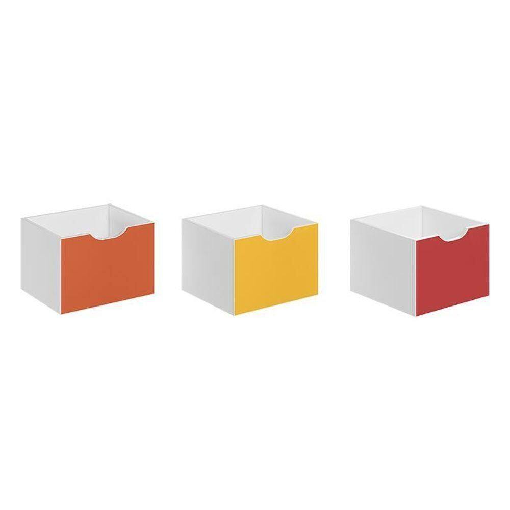 Kit 3 Gavetas Para Nicho Organizador Laranja-amarelo-vermelho - Qmovi Laranja-amarelo-vermelho