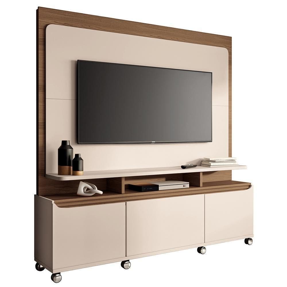 Estante Home Theater Quantum Off White-castanho Para Até 70? - Hb Móveis Off White-castanho