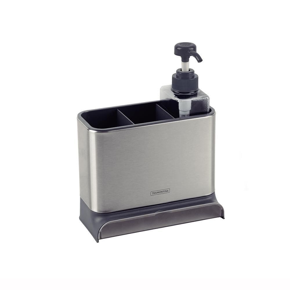 Organizador De Pia Porta Detergente E Esponja Plurale Plástico E Aço Inox - Tramontina 61537140