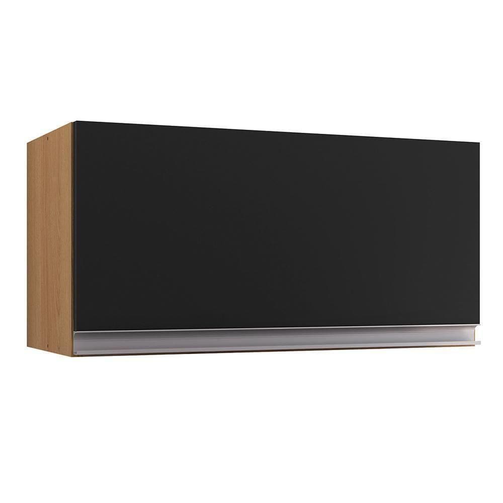 Armário Aéreo Geladeira Andréia 60cm 1 Porta Amêndoa-preto - Ajl Móveis Amêndoa-preto