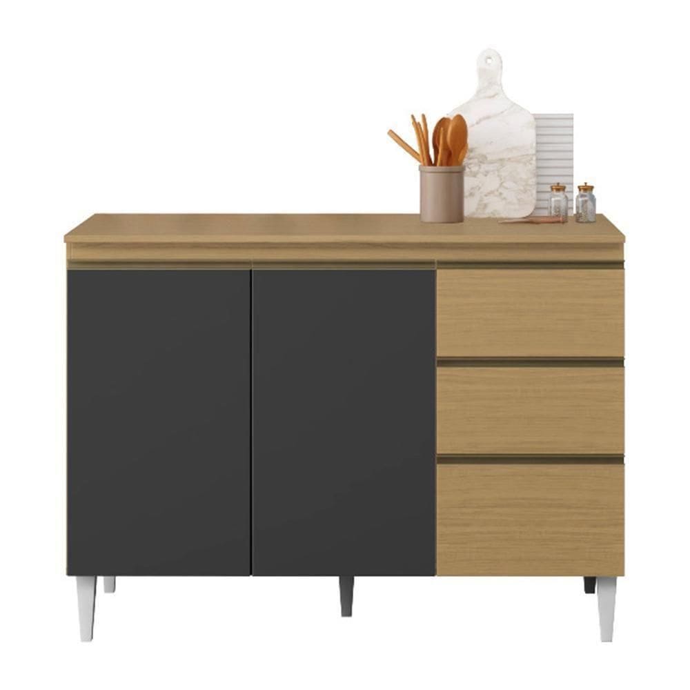 Balcão De Cozinha Sophia Clara 120cm Atacama-grafite Com Tampo Mdp - Aramóveis Atacama-grafite