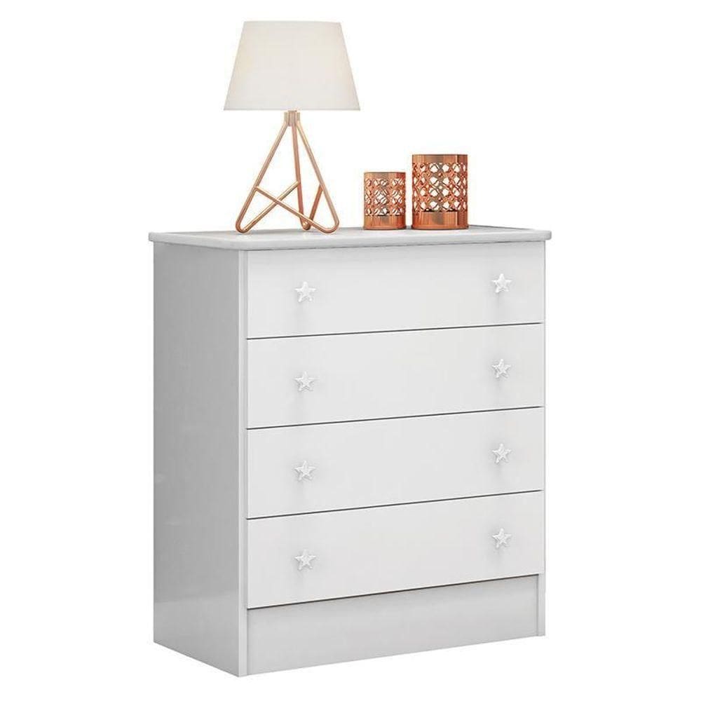 Cômoda Infantil 4 Gavetas Doce Sonho Branco - Qmovi Branco