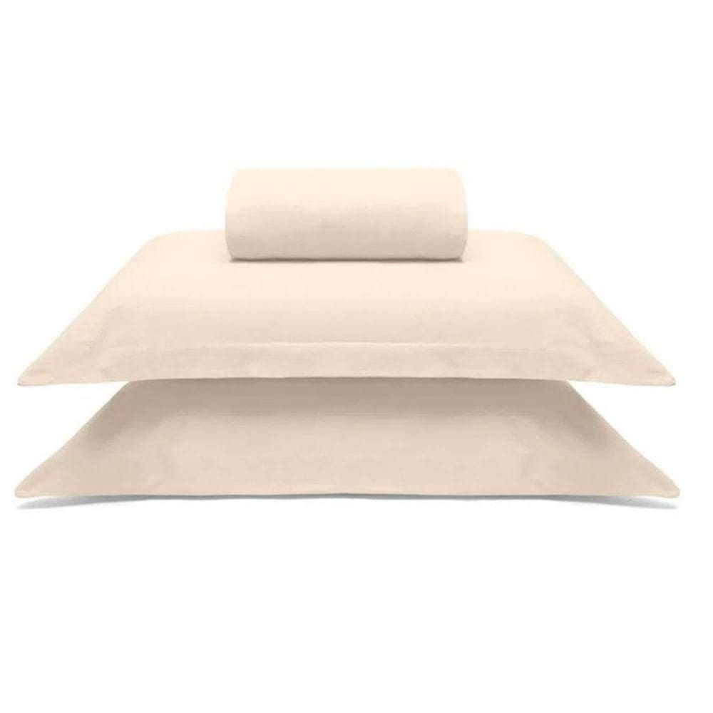 Jogo De Cama Buettner Queen Malha 100% Algodao Liso 3 Peças Image Perola