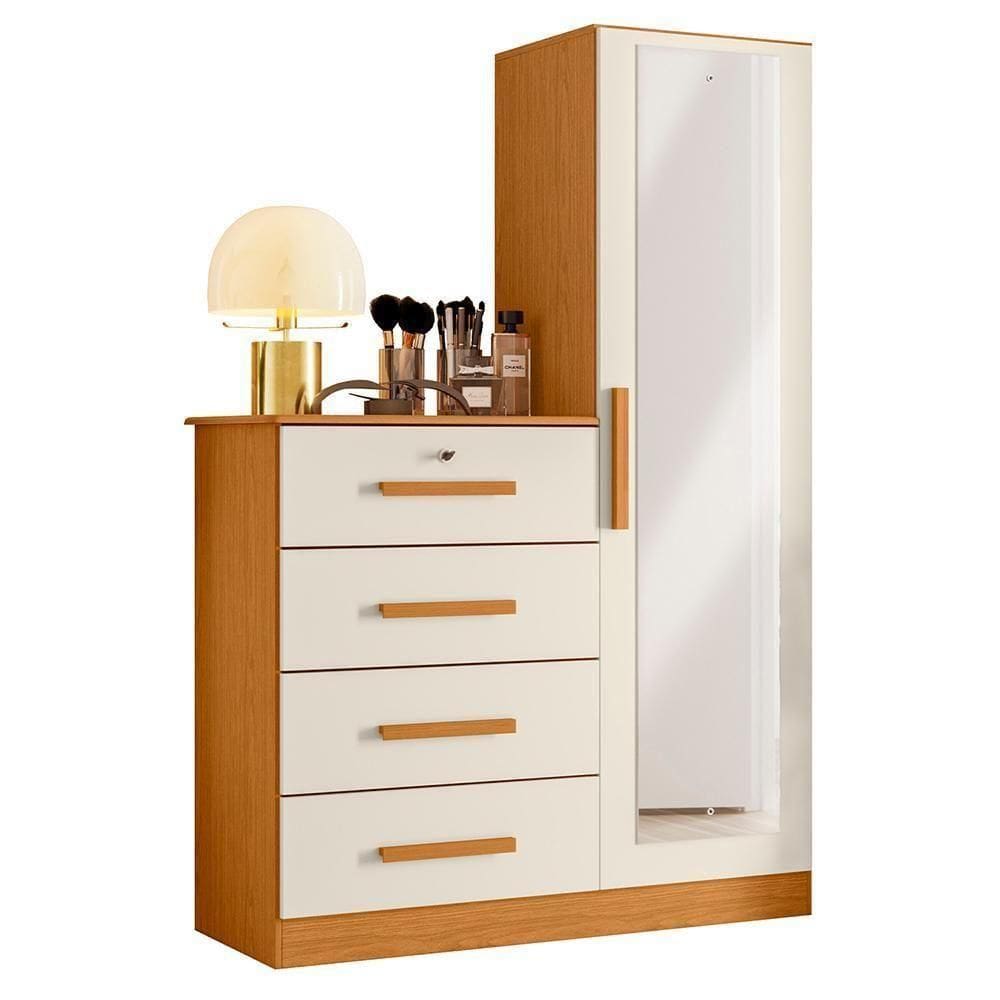 Cômoda Belize Plus Com 1 Porta E 4 Gavetas Cinamomo-off White - Móveis Albatroz Cinamomo-off White