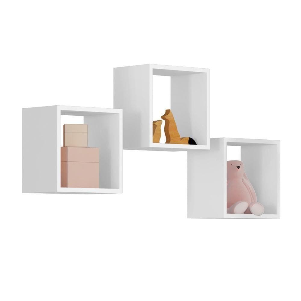 Kit 3 Nichos De Parede Decorativo Louise Branco - Ajl Móveis Branco