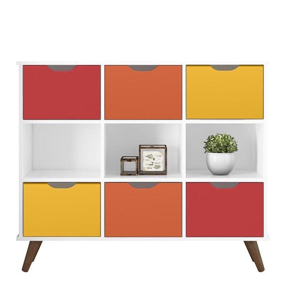 Nicho Organizador Retrô 1478 Com 6 Gavetas Branco-colorido - Qmovi Branco-colorido