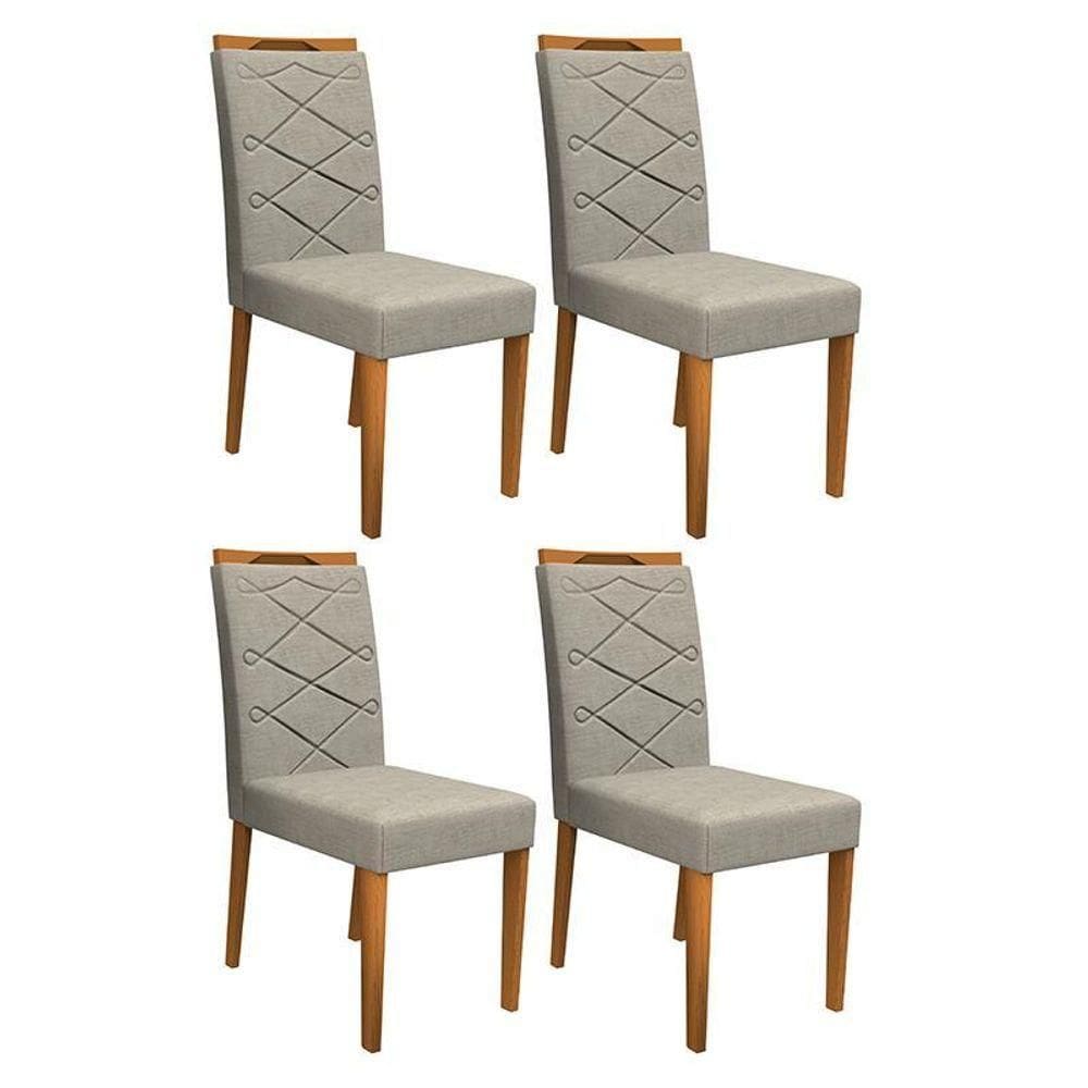 Conjunto 4 Cadeiras Caroline Ipê-marrom Claro - Pr Móveis Marrom Claro