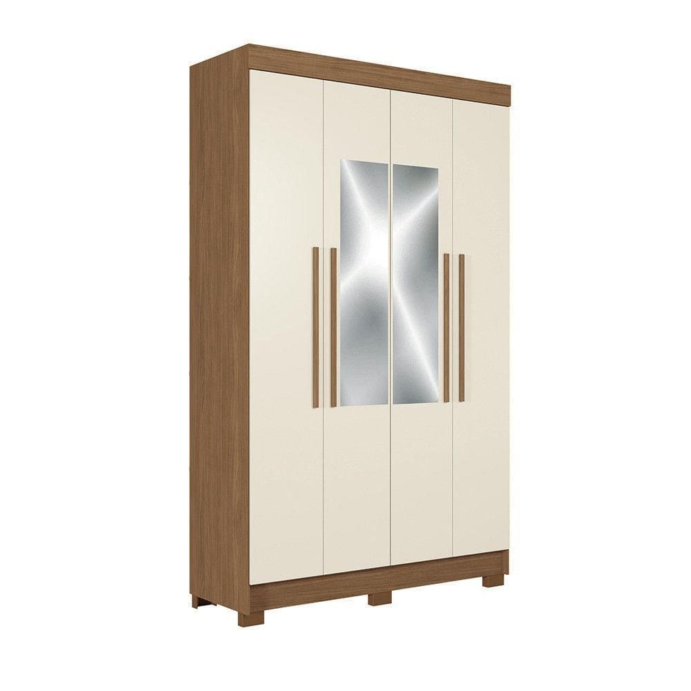 Guarda-roupa Casal 130cm 4 Pt 2 Gv C Esp Homero Estilo Mm Jatoba/areia