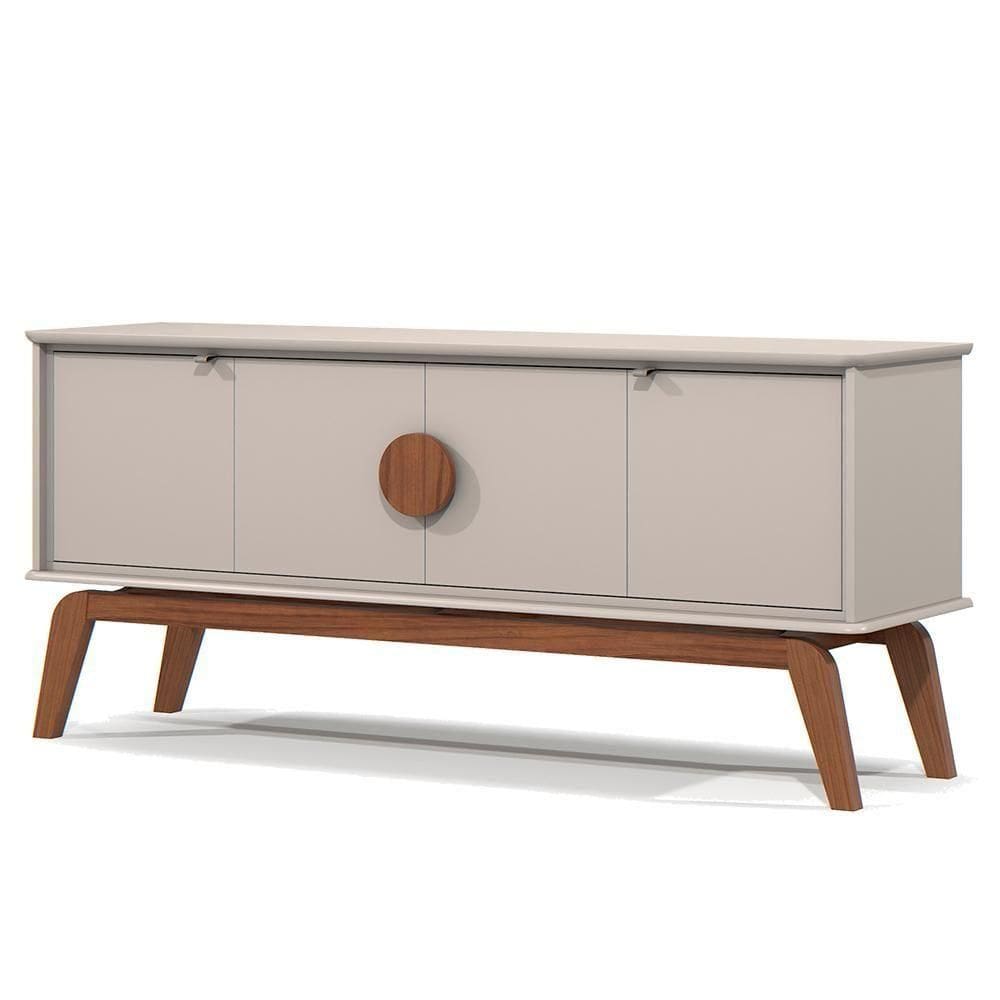 Balcao Buffet Paris 4 Portas 164 Cm Off White Nature Tebar