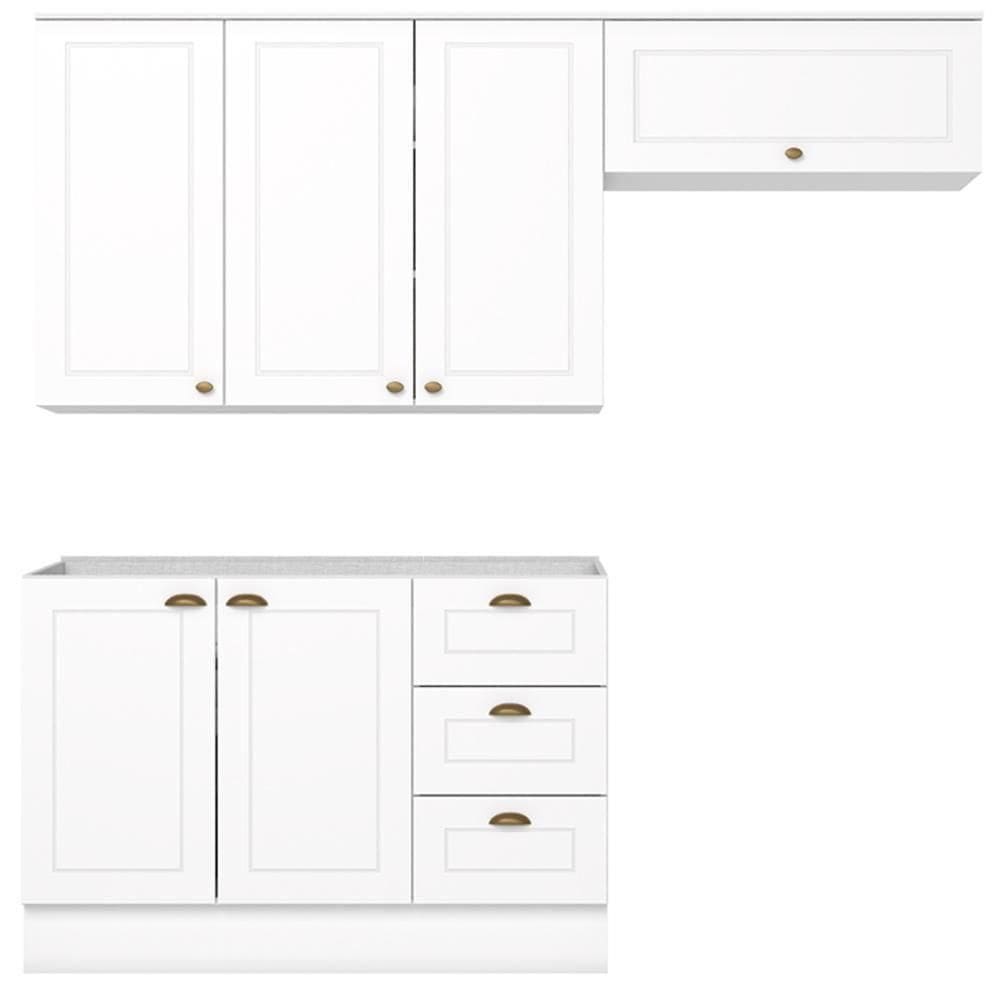 Cozinha Modulada 3 Portas Balcao Sem Tampo 200 Cm Americana Branco Henn