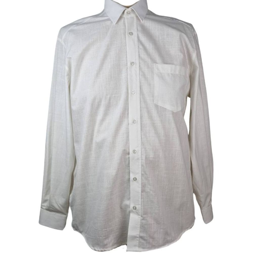 Camisa Social Masculina ML Off White ZUZA Plus Size 7