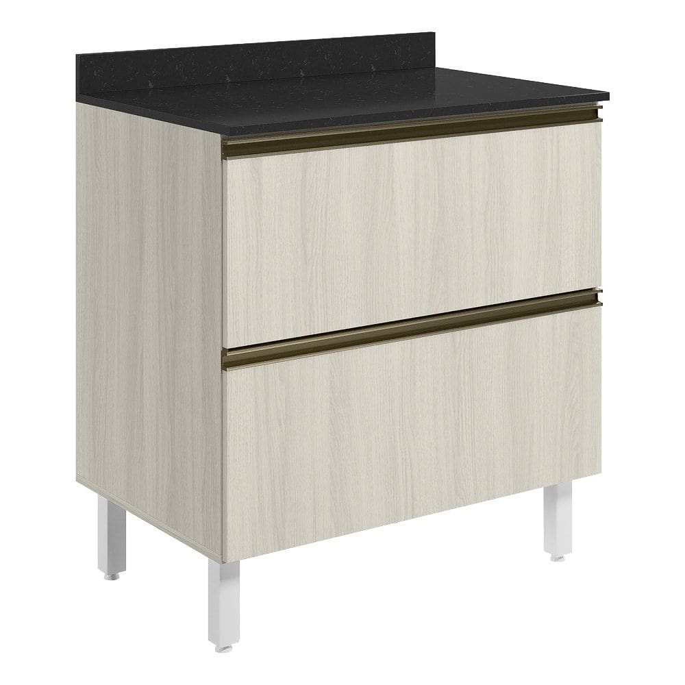 Balcao Com Tampo 2G 80cm MDF Kali 16412 Bianco Toq Bianco Toq Nicioli