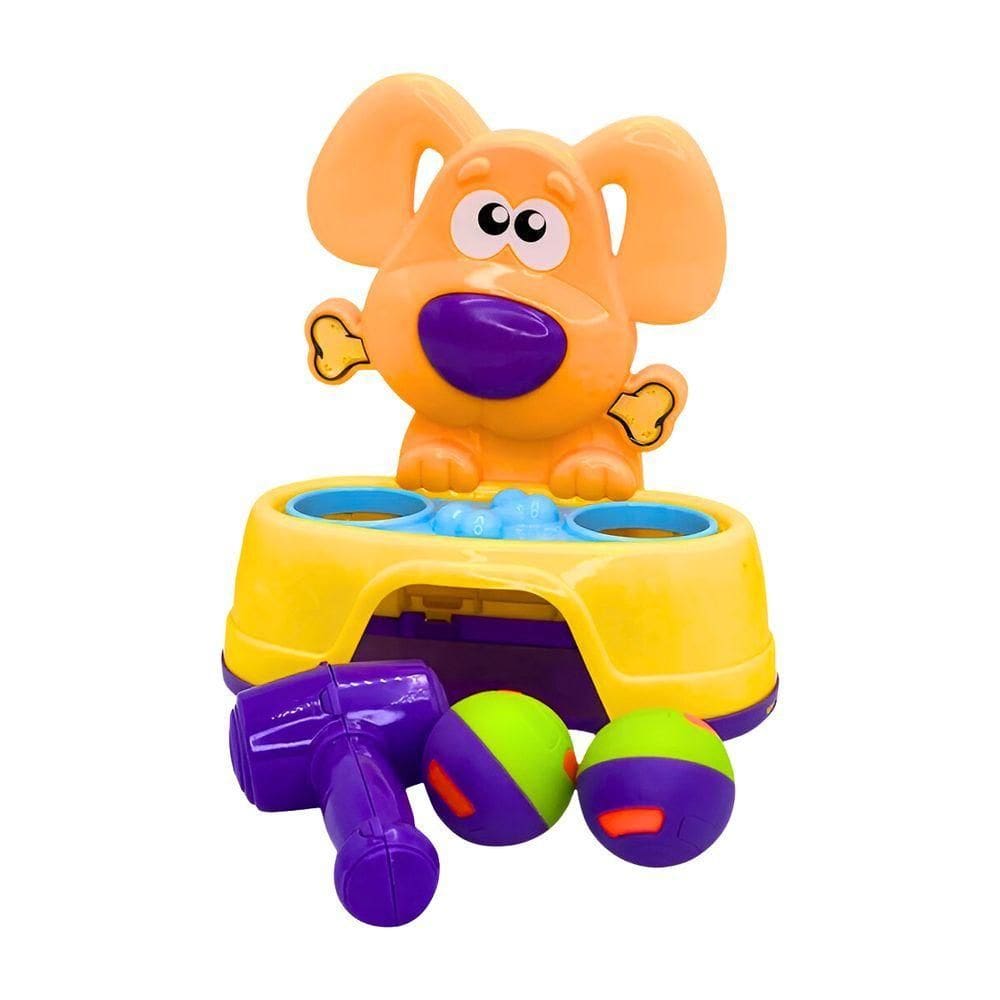 Brinquedo Bate Dog Com 2 Bolinhas E Martelo Para Aprimorar A Coordenação Motora
