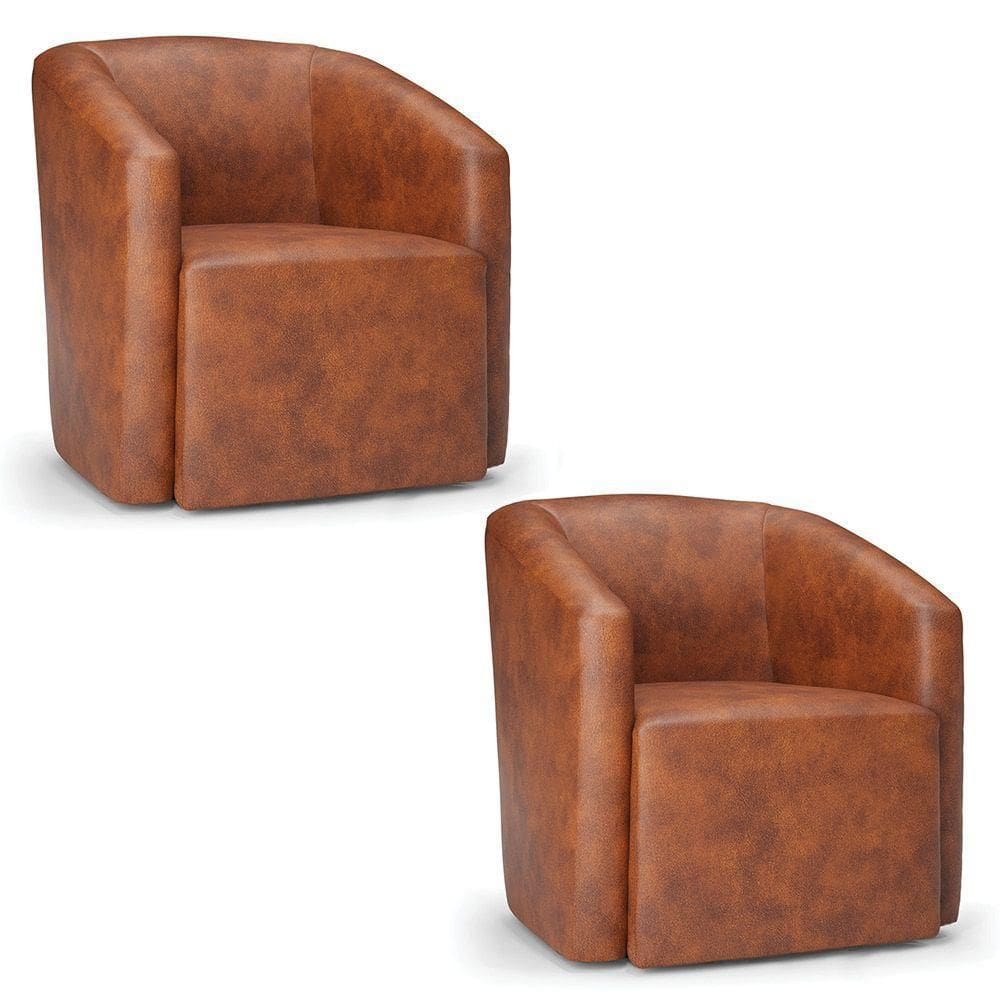 Poltrona Decorativa Orgânica Kit 2 Stella Max Sintético Pu D03 - D`rossi Cor Nozes