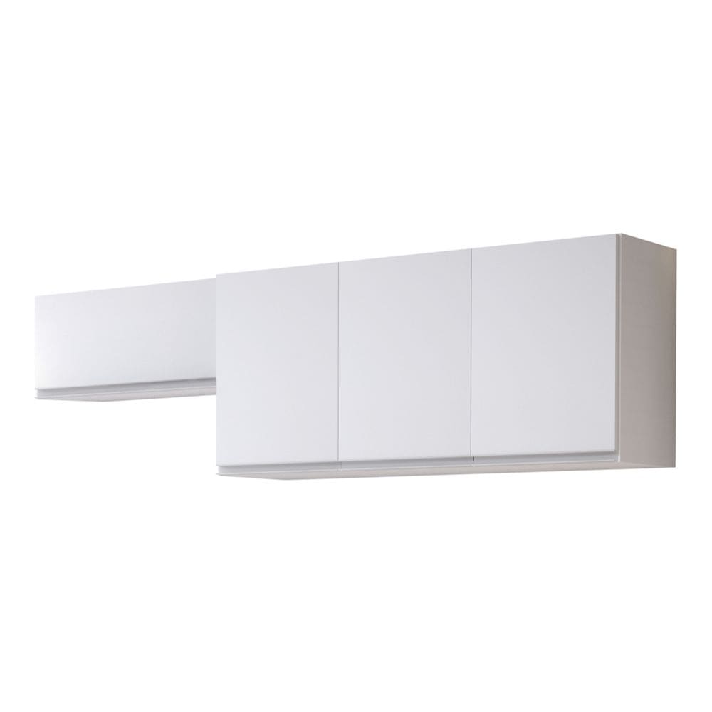 Conjunto de Armários Aéreo Cozinha Planejada Lux 120cm e 70cm 100% MDF Branco TX Fosco - Abmaza