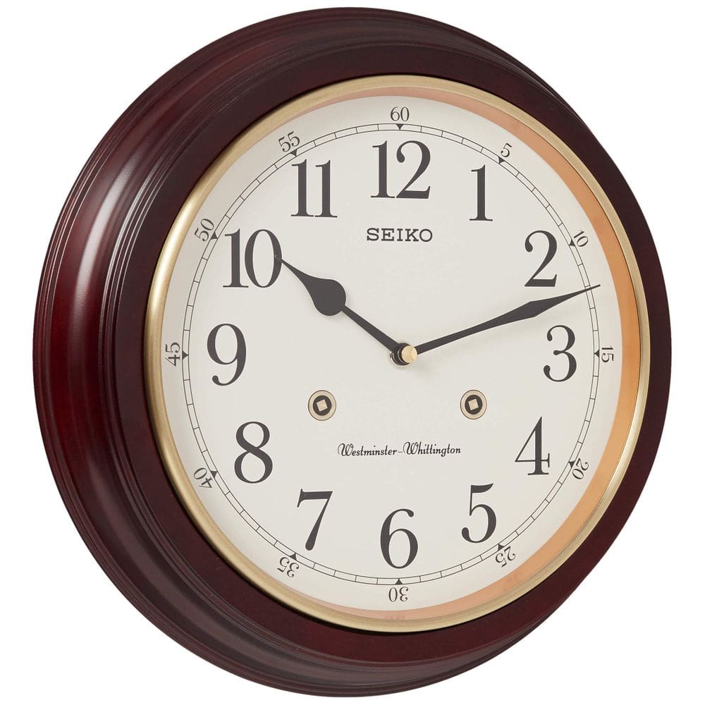 Relógio de parede Seiko Grain Finish 30 cm com números e sinos