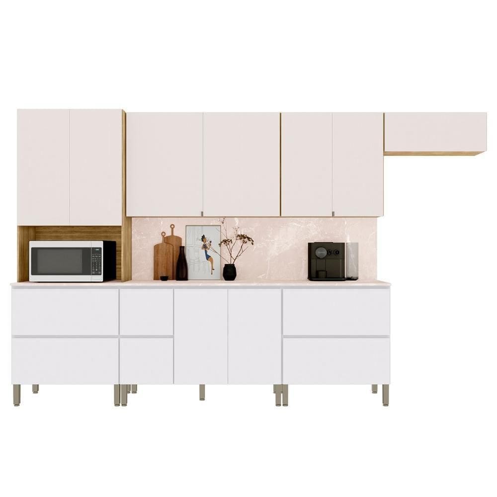 Armário De Cozinha Cp04 Com Tampo 120cm Minsk K02 Branco/soft - Mpozenato