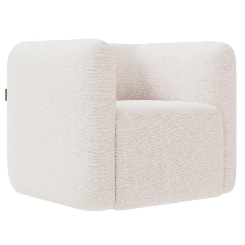 Poltrona Para Sala De Estar Decorativa Quadrada Maggie K04 Bouclê Bege - Mpozenato