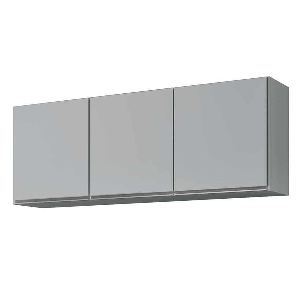 Armário De Cozinha Aéreo 150cm 3 Portas Argélia Cinza Claro - Lumil