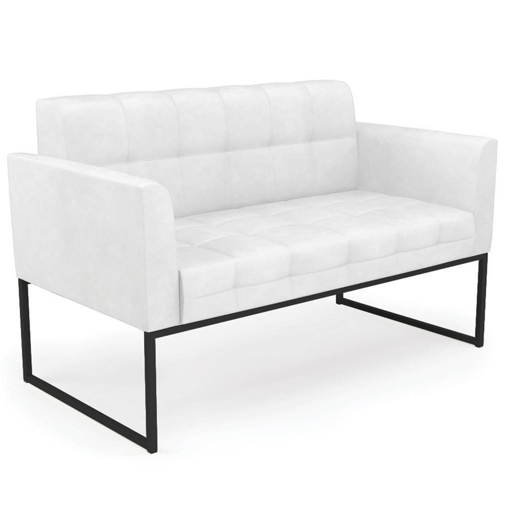 Sofá Namoradeira Base Industrial Preto Ana Sintético Pu Branco - Ibiza