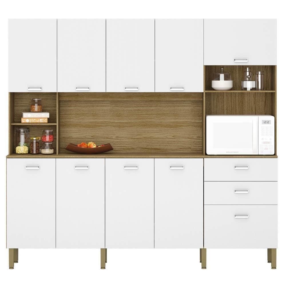 Armário De Cozinha Compacta 222cm Intensa K02 Freijó/supremo - Mpozenato