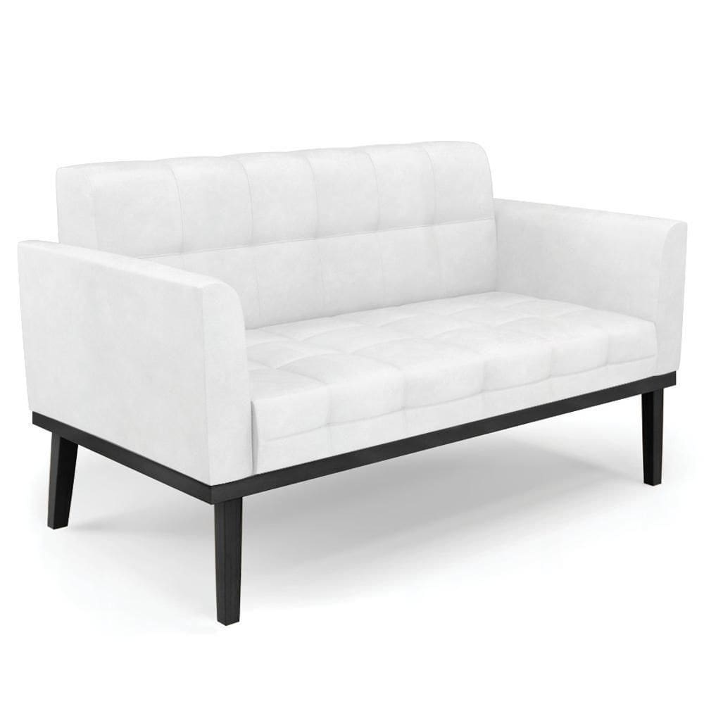 Sofá Namoradeira Base Madeira Preto Ana Sintético Pu Branco - Ibiza