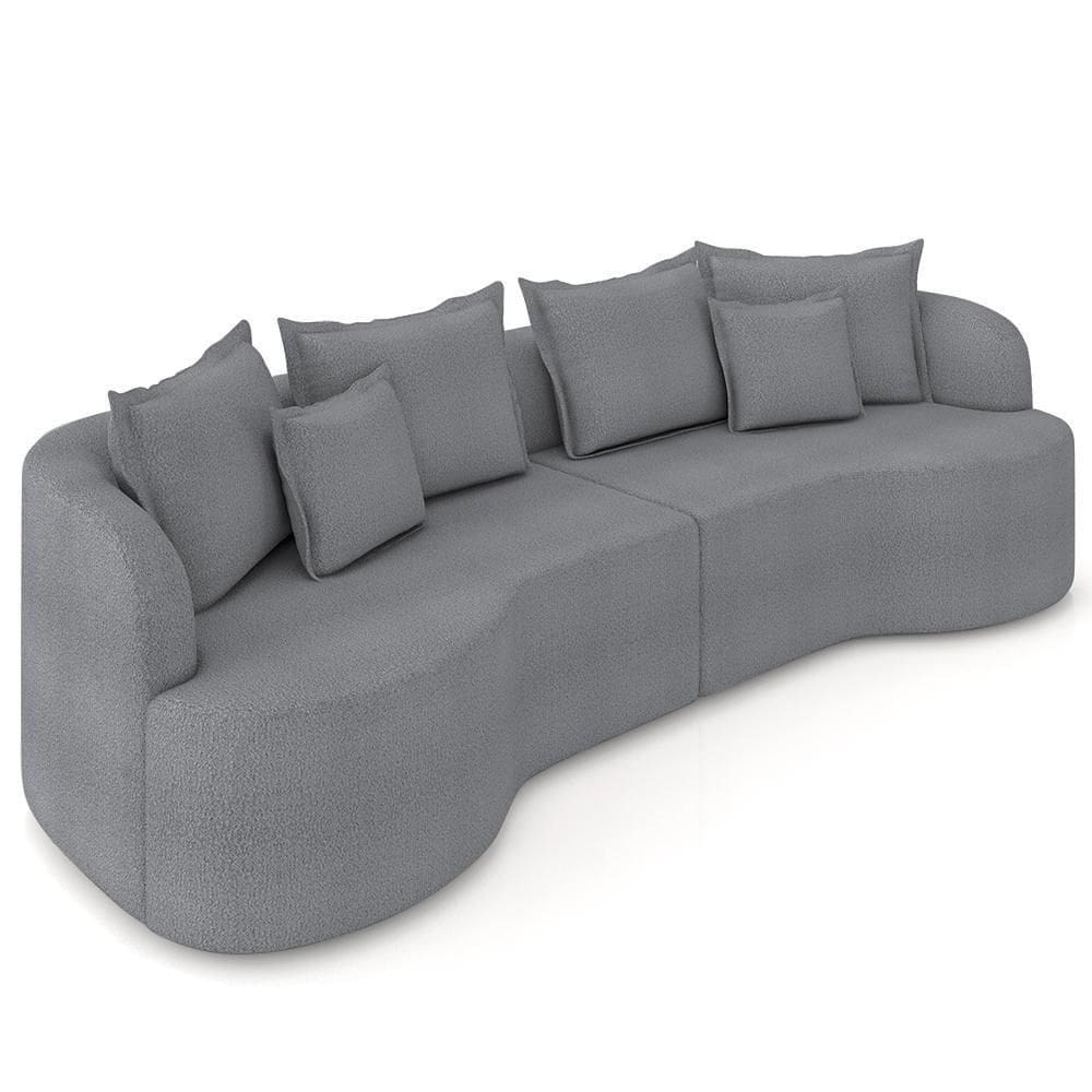 Sofá 4 Lugares 250cm Orgânico Quito K04 Boucle Grafite - Mpozenato