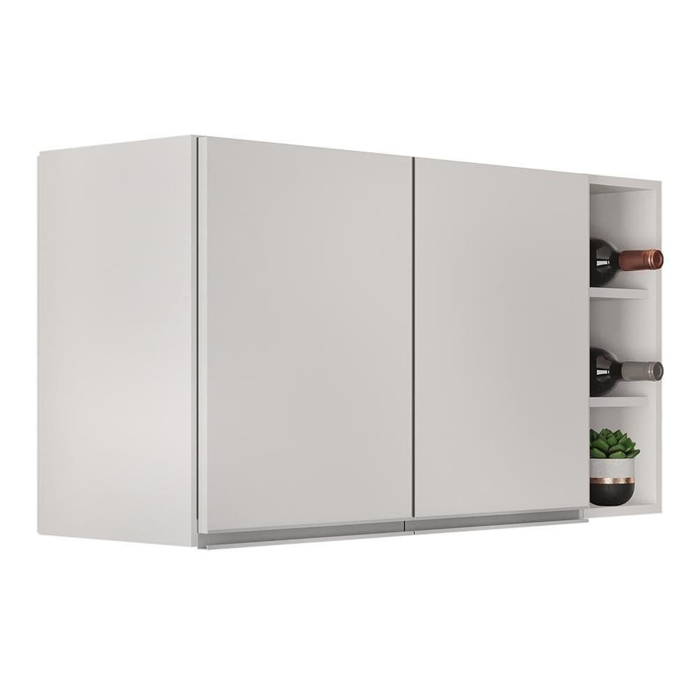 Armário De Cozinha Aéreo Califórnia 100cm E Nicho Garrafeiro Branco - Lumil
